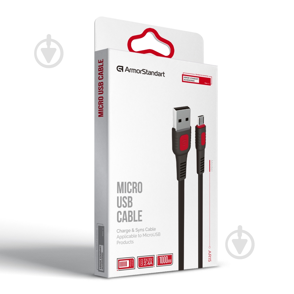 Кабель Armorstandart AR15 micro USB 2.4A 1m Black 1 м черный (ARM59535) - фото 5