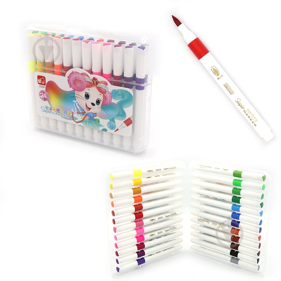 Набір фломастерів-пензлів 261-24 Mouse 24 кольори 140 мм J.Оtten - фото 1 Набір фломастерів-пензлів 261-24 Mouse 24 кольори 140 мм J.Оtten - фото 1