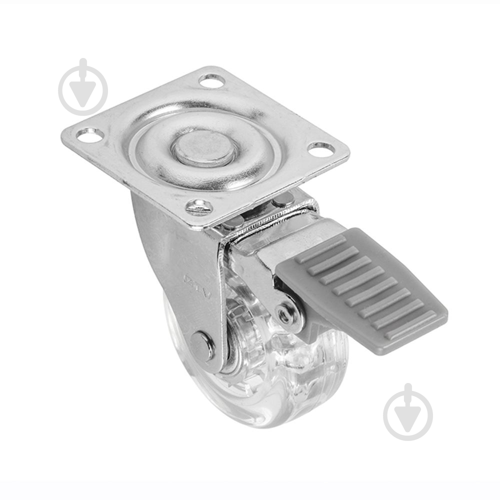 Ролик мебельный GTV d50 мм h-65 мм повортный c стопором прозрачный (колесо для мебели) упаковка 4 шт KM-AH50MM-00 - фото 1 Ролик мебельный GTV d50 мм h-65 мм повортный c стопором прозрачный (колесо для мебели) упаковка 4 шт KM-AH50MM-00 - фото 1