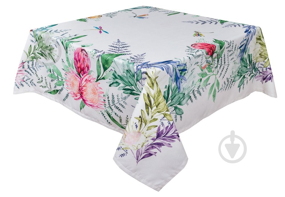 Скатерть Mantel Protea-145 145x145 см белый с рисунком Limaso - фото 4