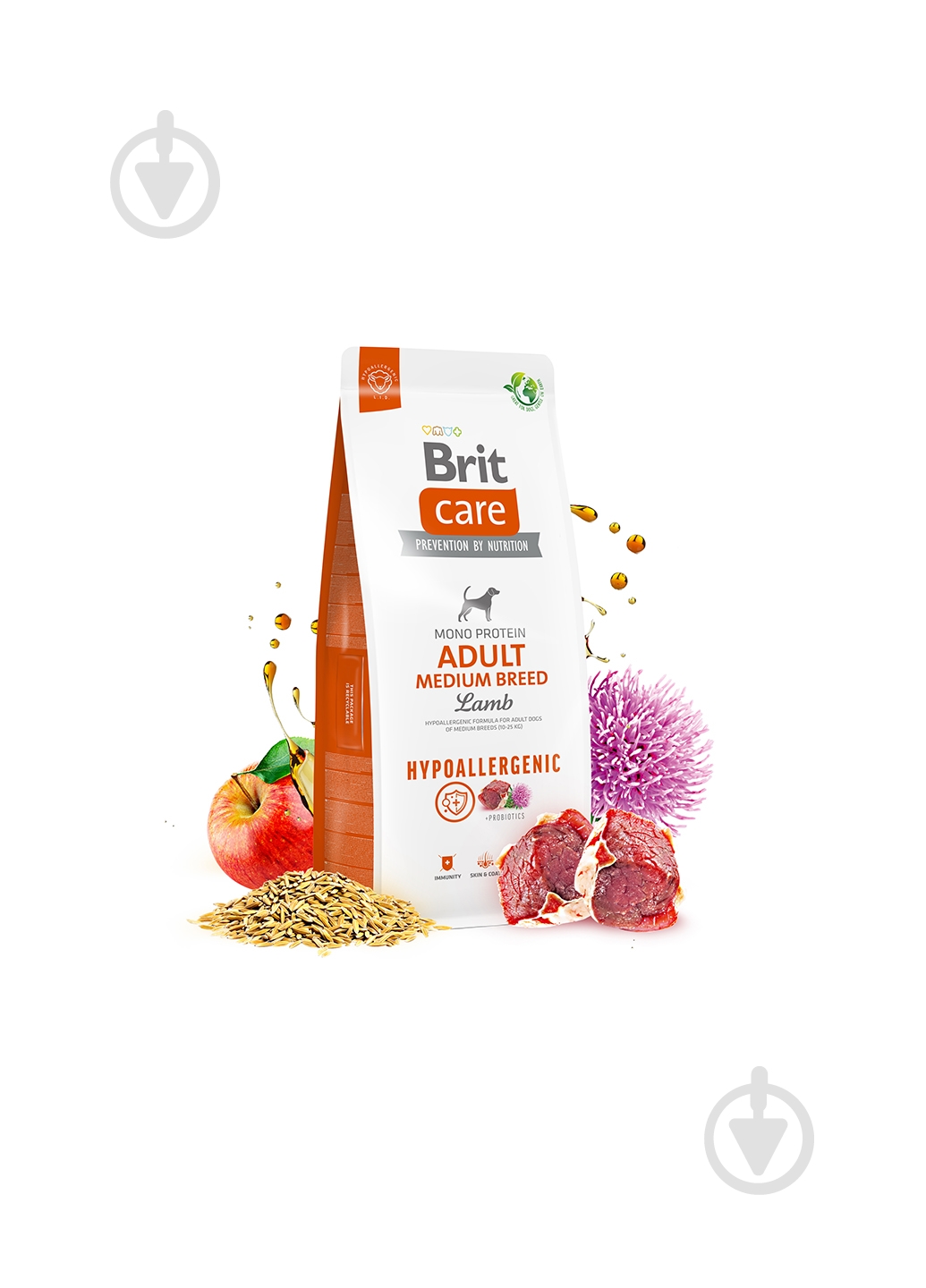 Корм сухий для середніх порід Brit Care Hypoallergenic Adult з ягням 3 кг - фото 2