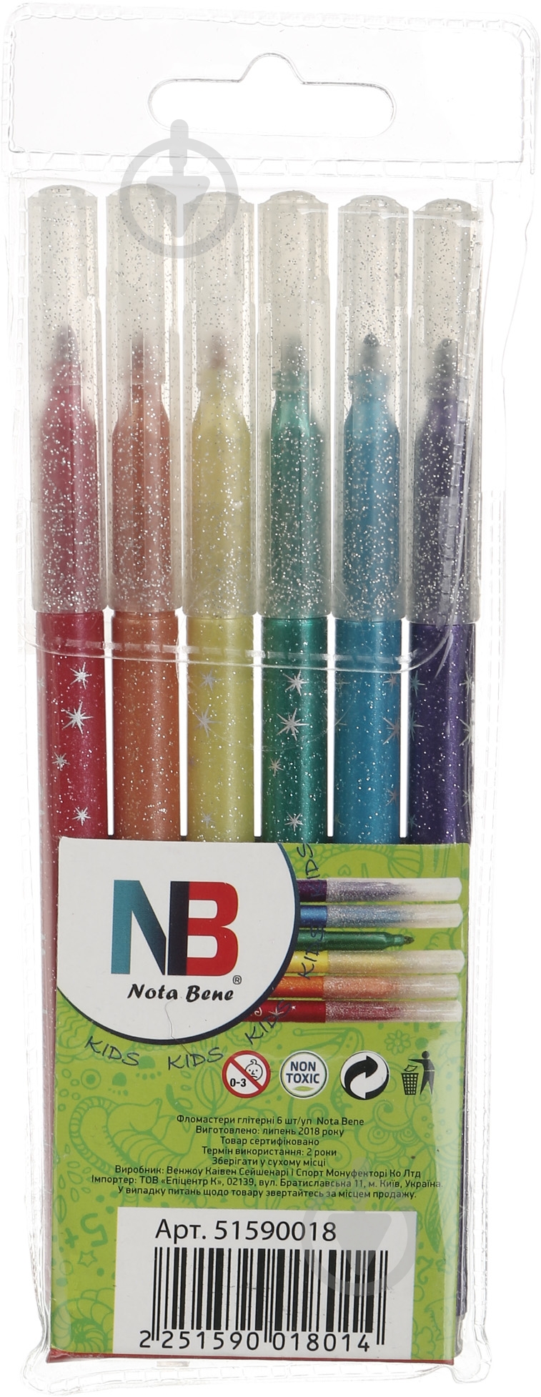 Фломастеры глиттерные 6 шт. Nota Bene - фото 2