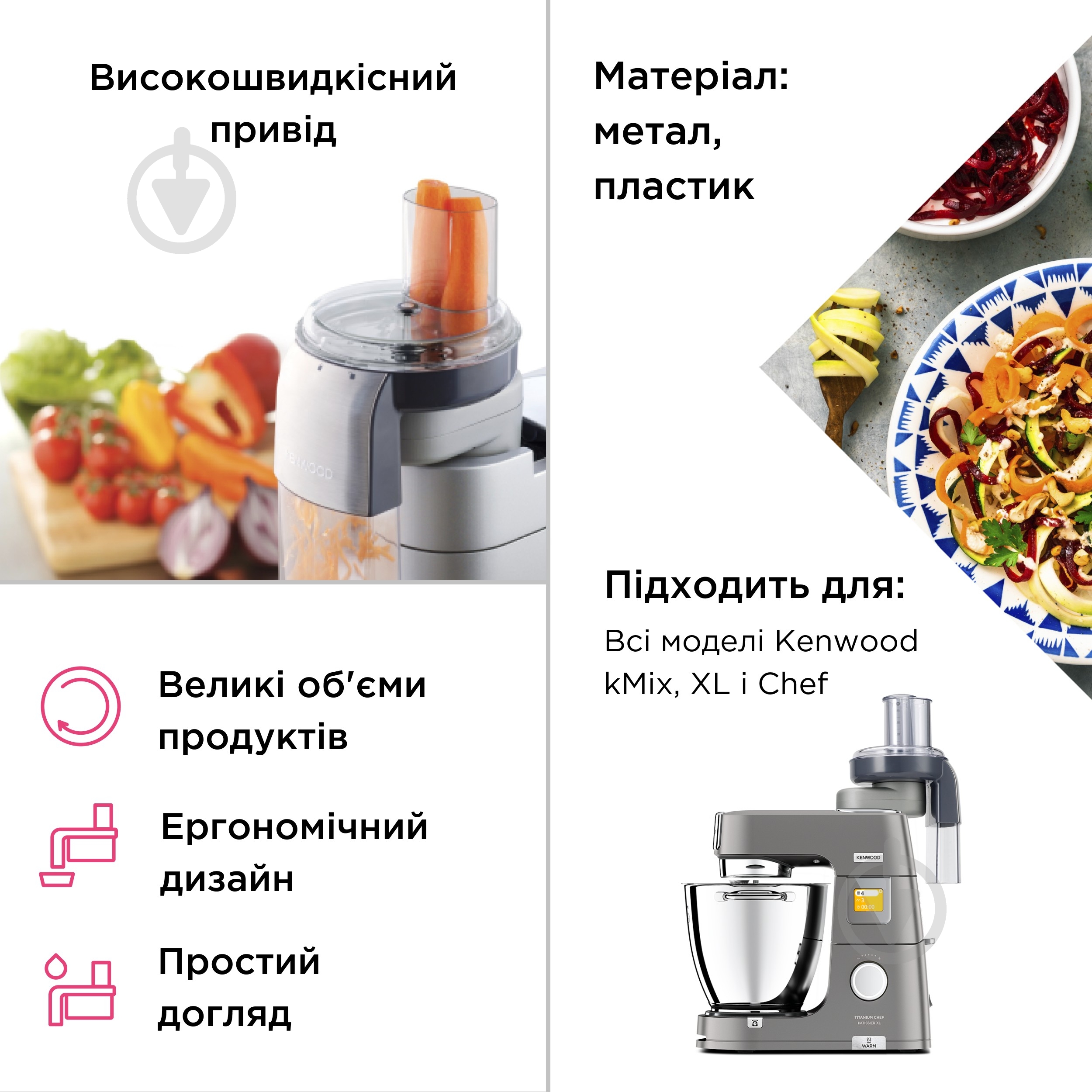 Насадка-тертка-скиборізка Kenwood KENWOOD AT340 - фото 3
