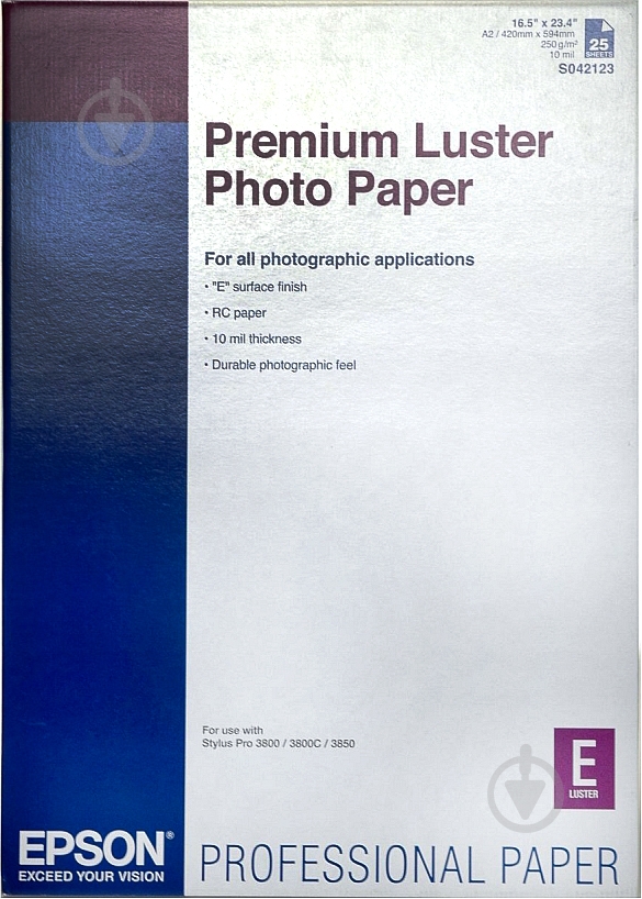 Фотобумага Epson  A2 Premium Luster Photo Paper 25 л. C13S042123 C13S042123 - фото 1