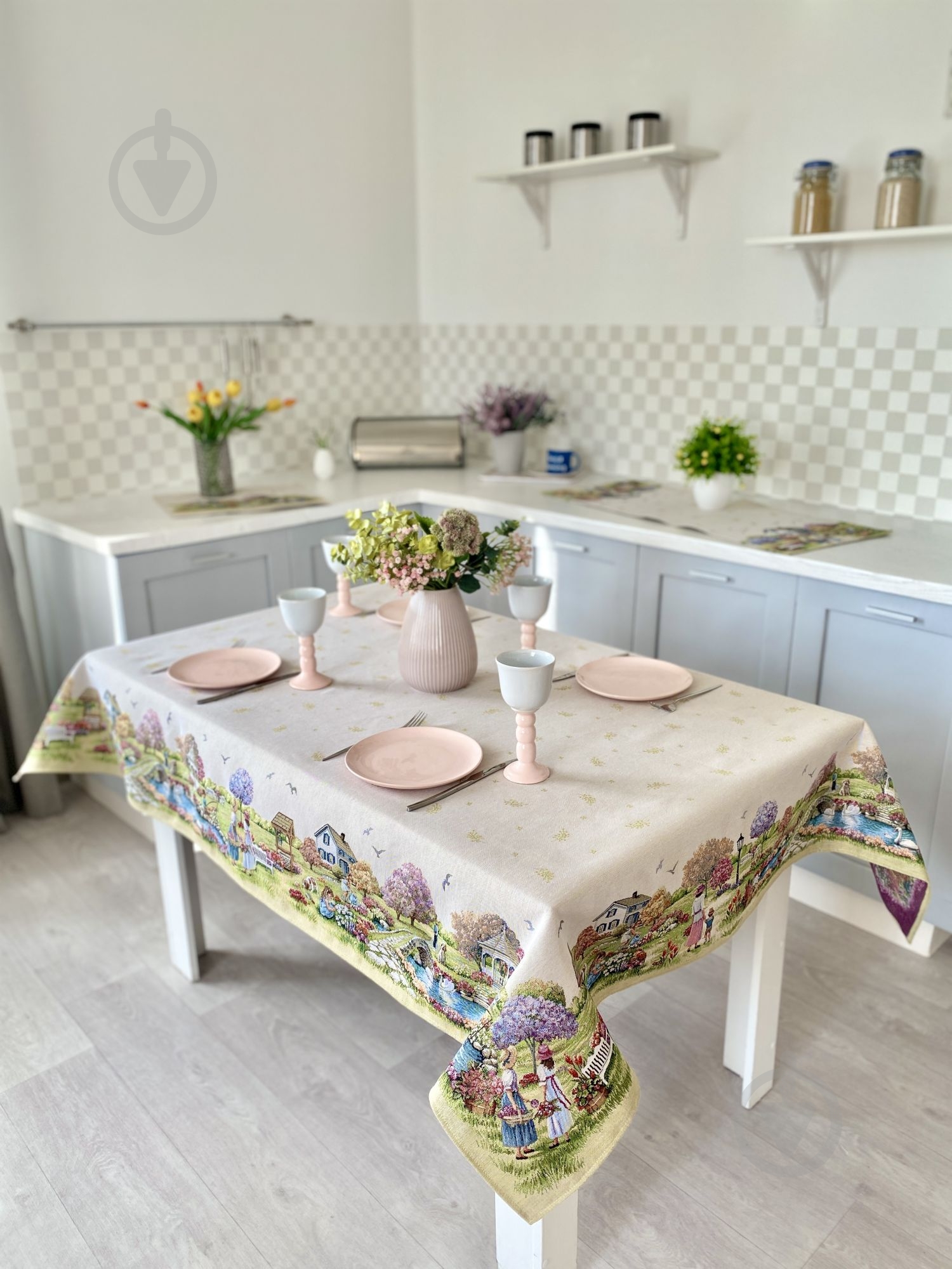 Скатертина RUNNER1185-180 137x180 см білий із малюнком Limaso - фото 4