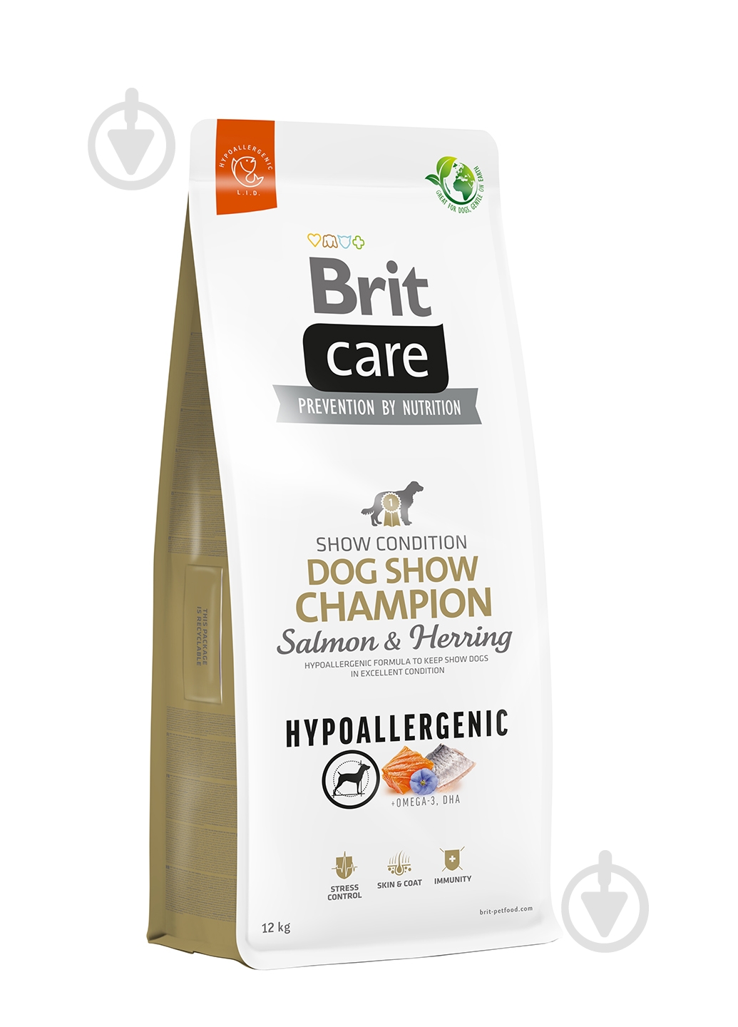 Корм сухий для усіх порід Brit Care Hypoallergenic Dog Show Champion з лососем 12 кг - фото 1