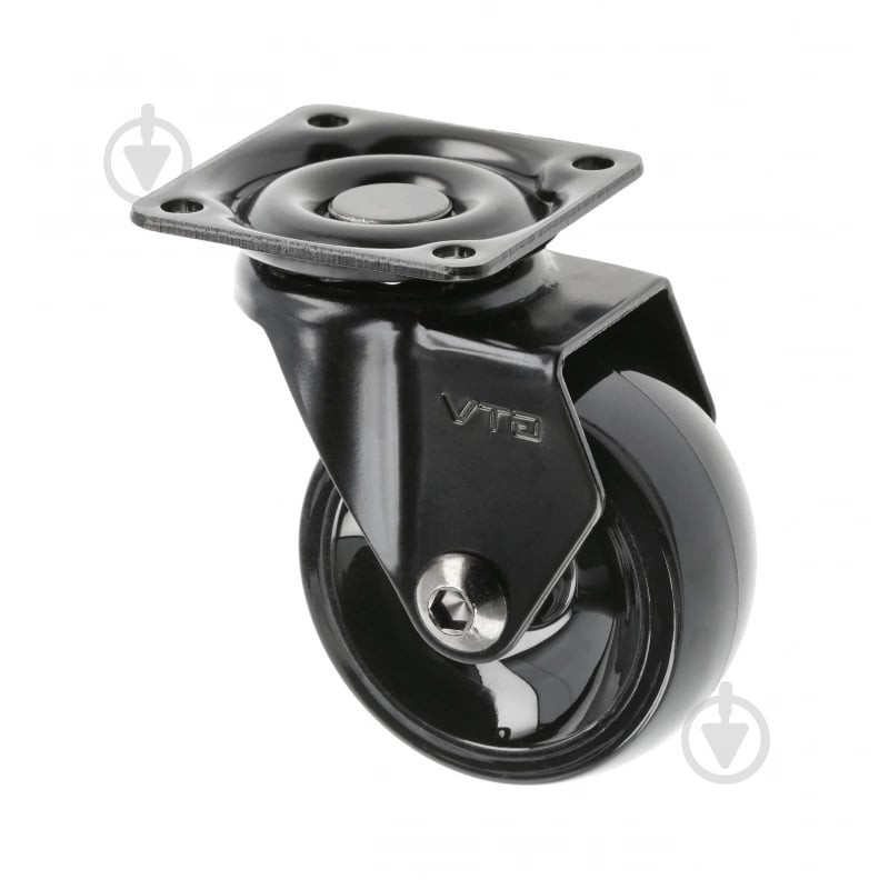 Ролик мебельный GTV CALIBRO d50 мм h-64 мм повортный без стопора черный (колесо для мебели) упаковка 4 шт KM-CALIBRO-50MM-BH-20 - фото 1