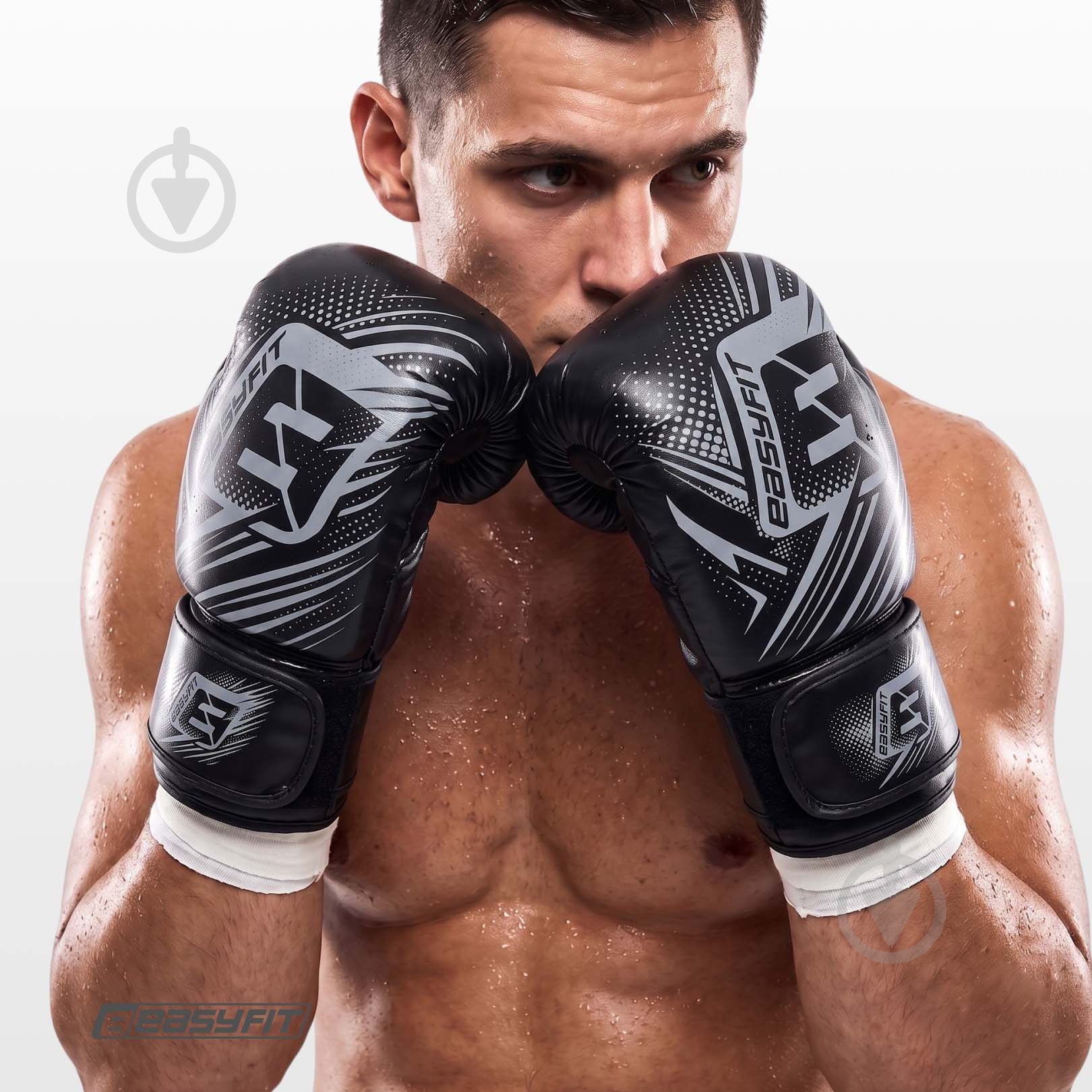 Боксерские перчатки EasyFit р. 8 PowerPunch черный - фото 4