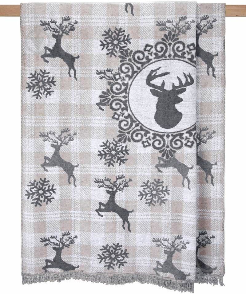 Плед Deer 150x200 см бежево-серый Arya - фото 1 Плед Deer 150x200 см бежево-серый Arya - фото 1