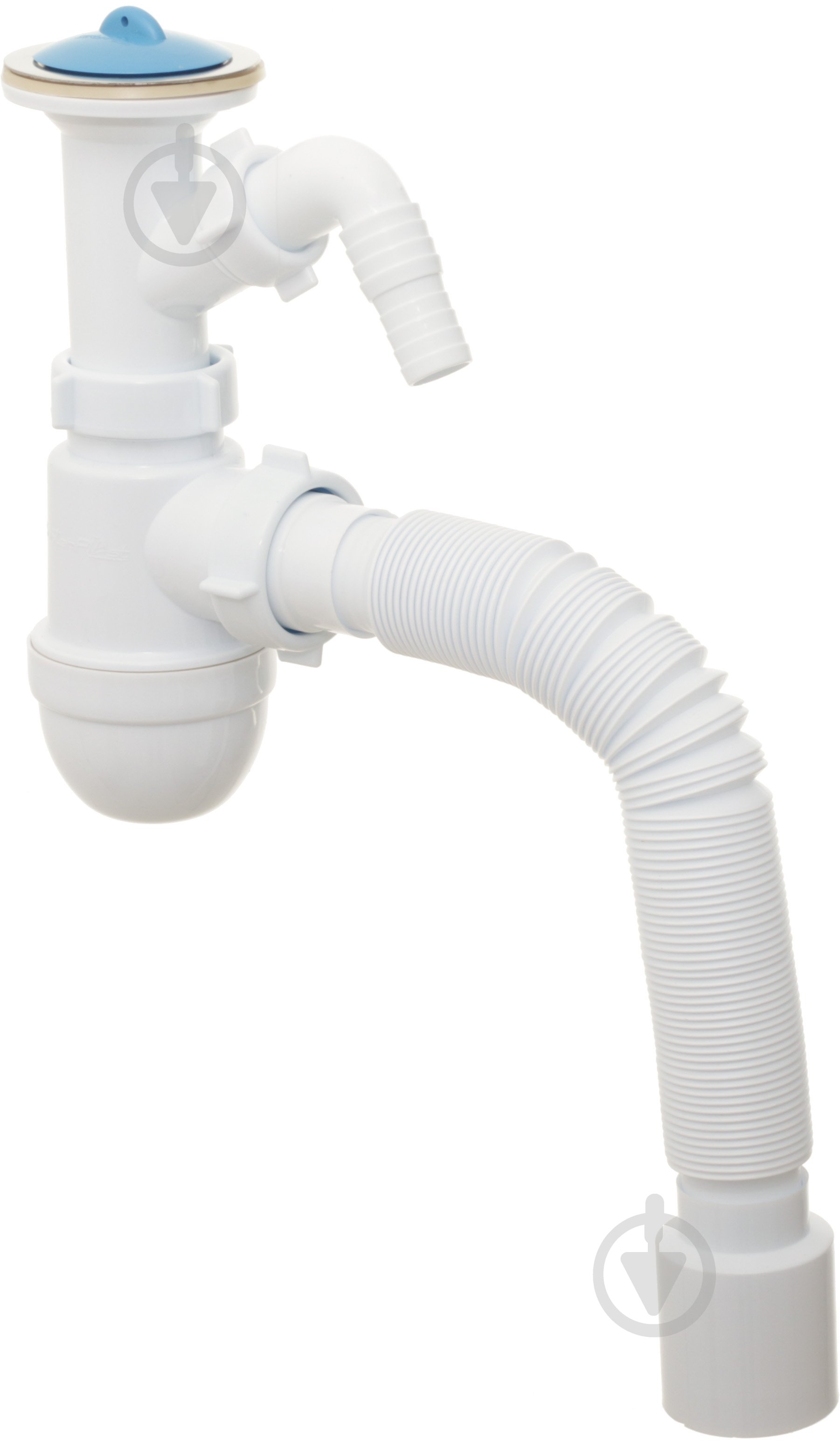 Сифон для умывальника Water House монолитный выпуск, сетка, подкл. быт. техн., гибкая труба 40 * 50 LN 03.01 - фото 1