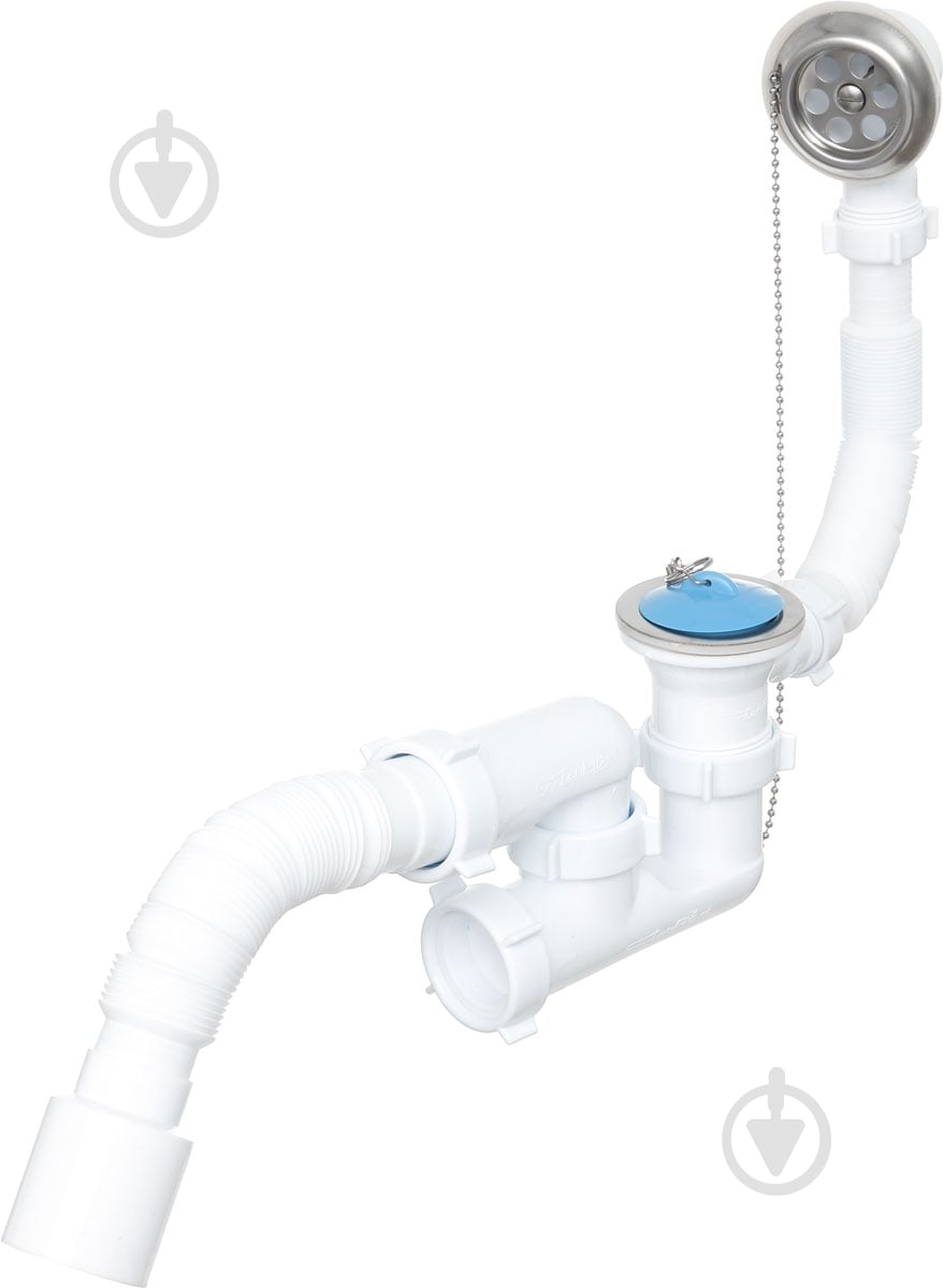 Сифон для ванни Water House пробка, з переливом, гнучка труба 40 * 50 (регульований) SVD-03 - фото 1