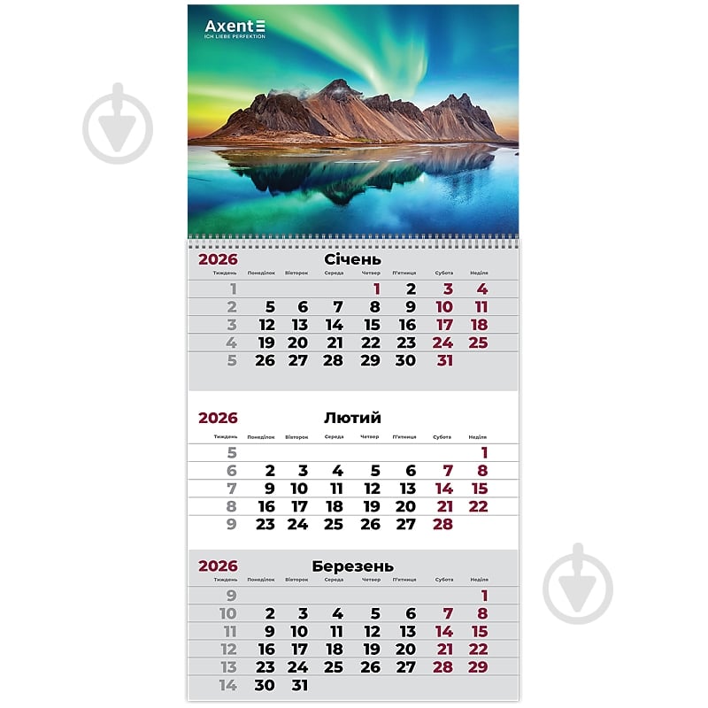 Календарь настенный Axent квартальный Nature 3 2026 - фото 1