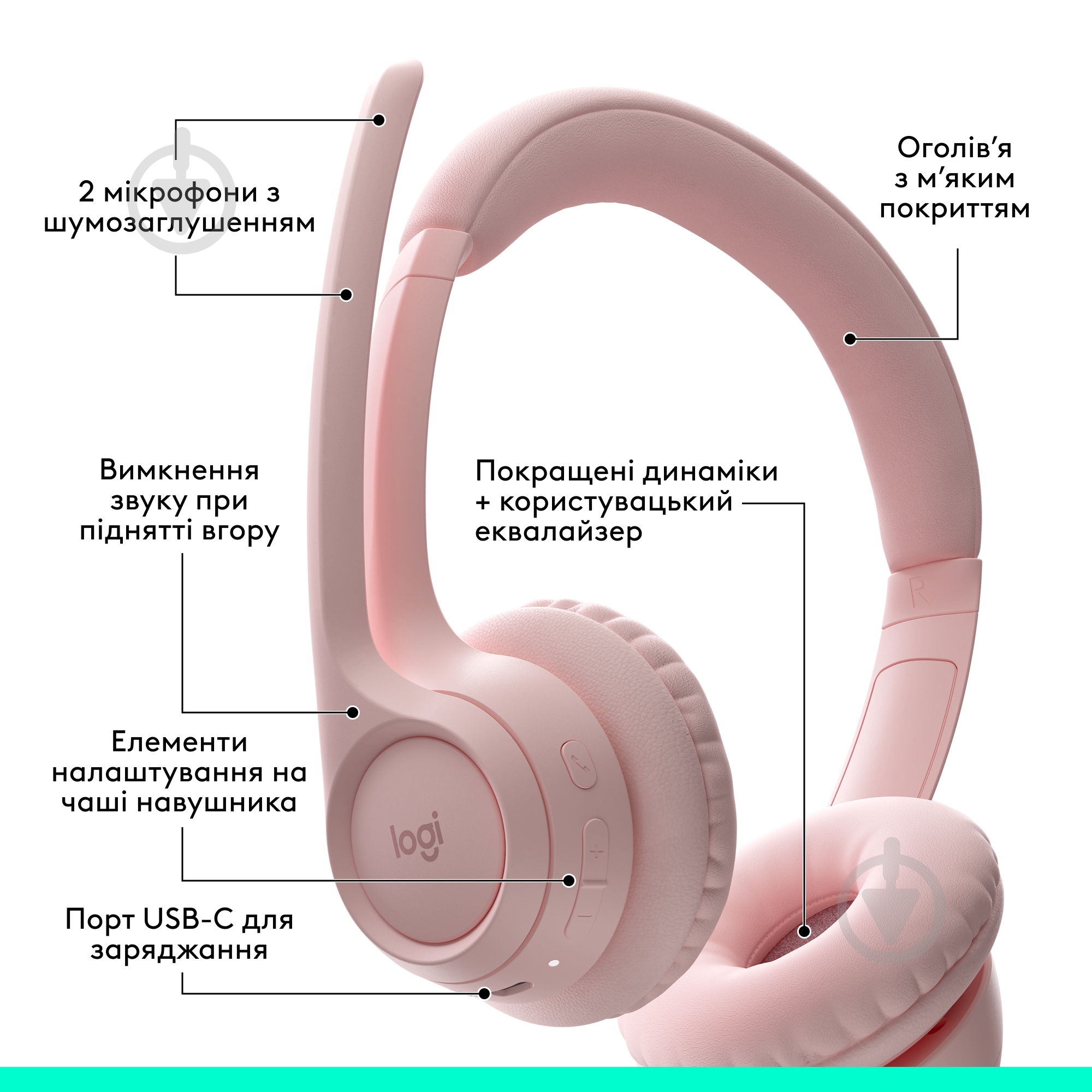 Гарнитура Logitech Zone 300 Wireless Headset rose (981-001412) - фото 10