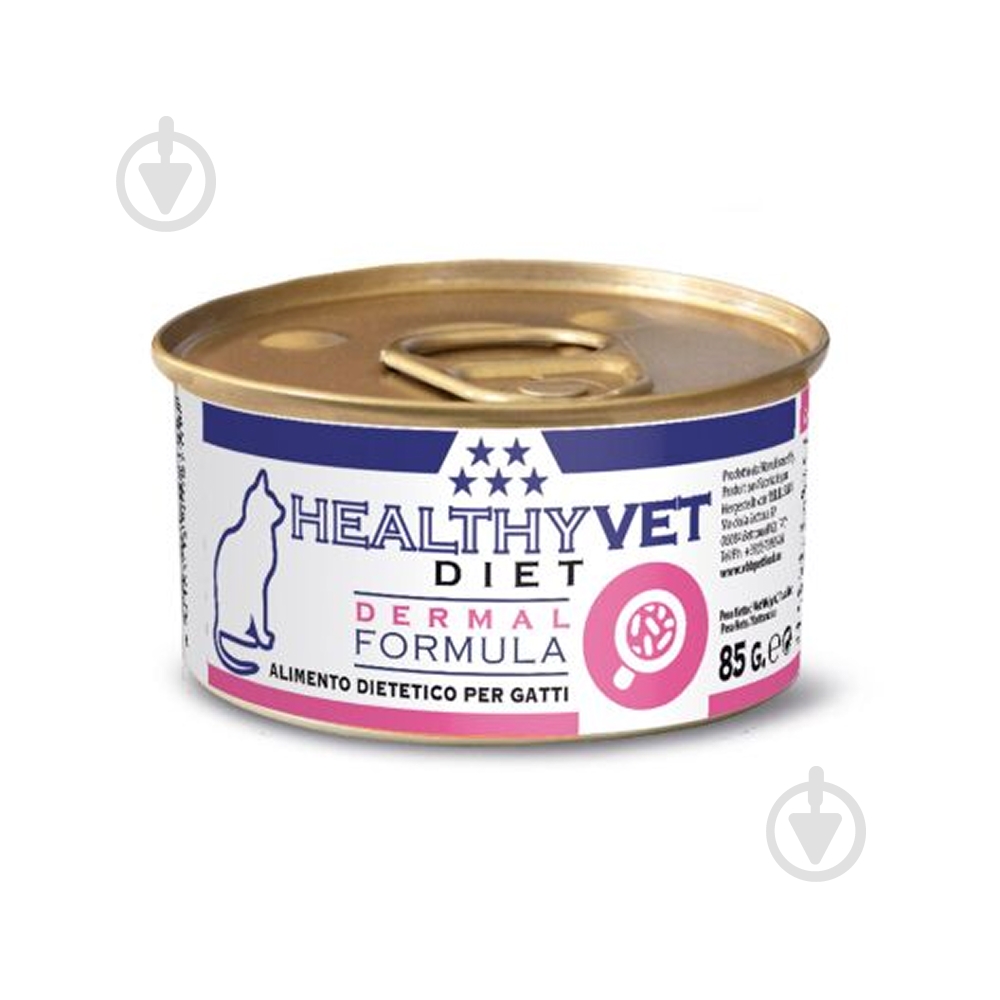 Корм влажный для котов HEALTHYVET Dermal Formula, паштет, ж/б 85 г - фото 1