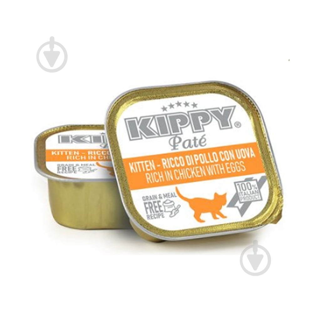 Корм вологий для кошенят KIPPY з куркою та яйцем, паштет, ж/б 90 г - фото 1 Корм вологий для кошенят KIPPY з куркою та яйцем, паштет, ж/б 90 г - фото 1