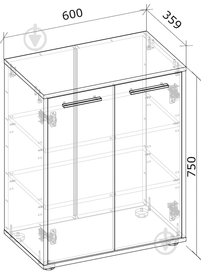 Тумба підлогова Грейд Рені 2д 600x750x359 мм дуб крафт золотий/графіт сірий - фото 3