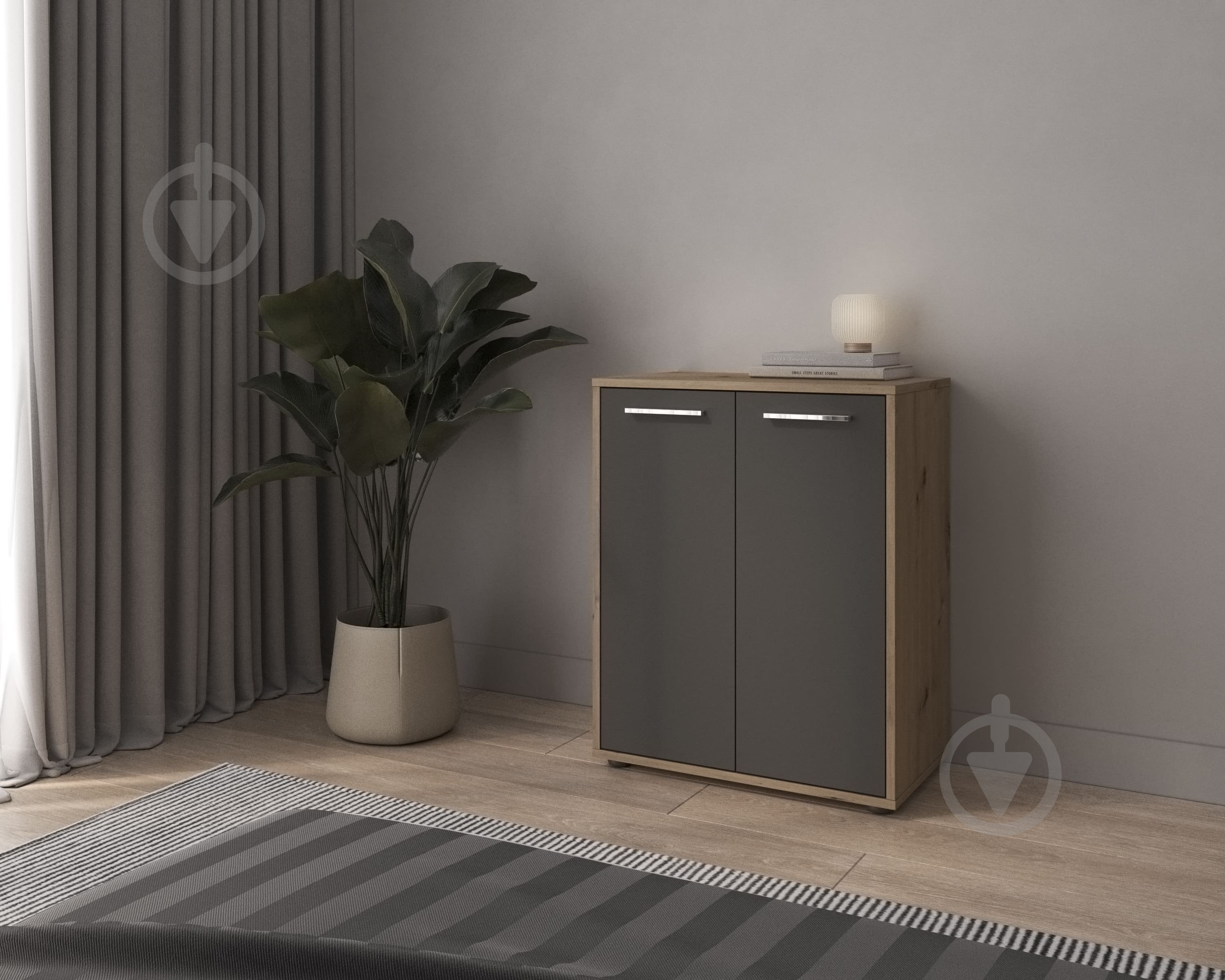 Тумба підлогова Грейд Рені 2д 600x750x359 мм дуб крафт золотий/графіт сірий - фото 2