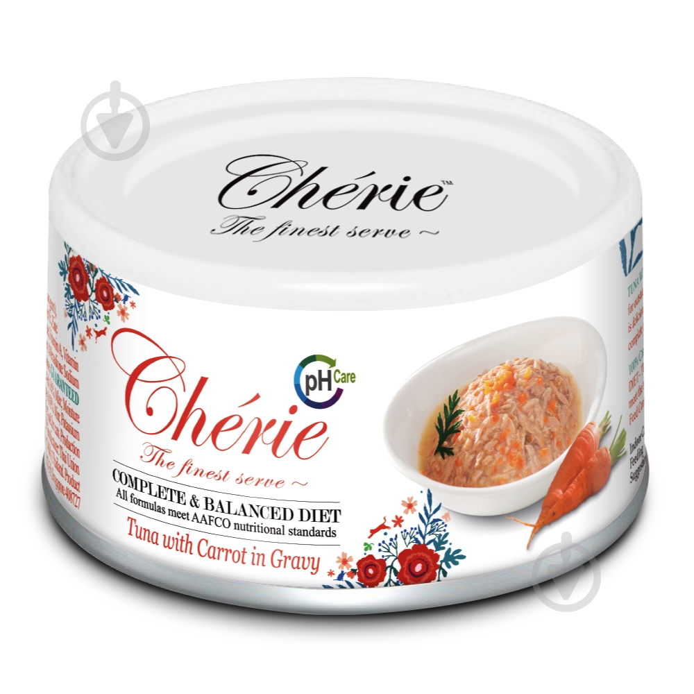 Корм влажный для котов Cherie Complete & Balanced, с кусочками тунца и моркови в соусе 80 г - фото 1 Корм влажный для котов Cherie Complete & Balanced, с кусочками тунца и моркови в соусе 80 г - фото 1