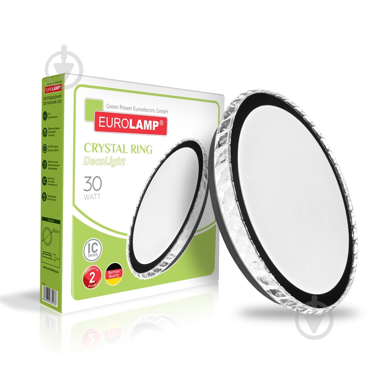 Світильник світлодіодний Eurolamp Deco Crystal Ring 30 Вт білий із чорним 4000 К LED-NLR-30W-T8 - фото 1