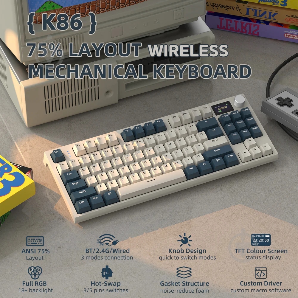 Клавиатура игровая attack shark (K86RB_AS) grey - фото 2