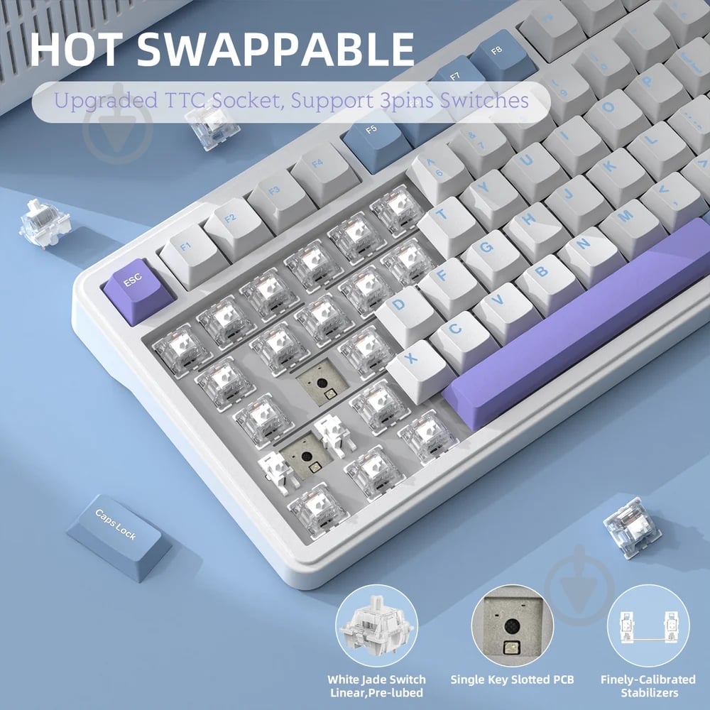Клавиатура игровая attack shark (X85SW_AS) white - фото 6 Клавиатура игровая attack shark (X85SW_AS) white - фото 6
