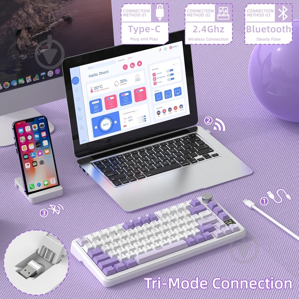 Клавиатура игровая attack shark (X85PROL_AS) white - фото 4 Клавиатура игровая attack shark (X85PROL_AS) white - фото 4