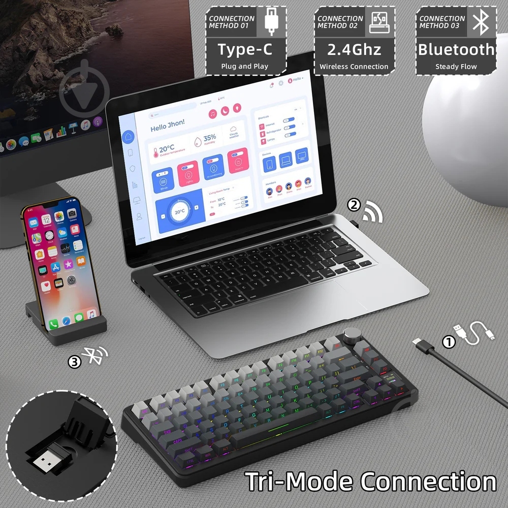 Клавиатура игровая attack shark (X85PROMN_AS) black - фото 3