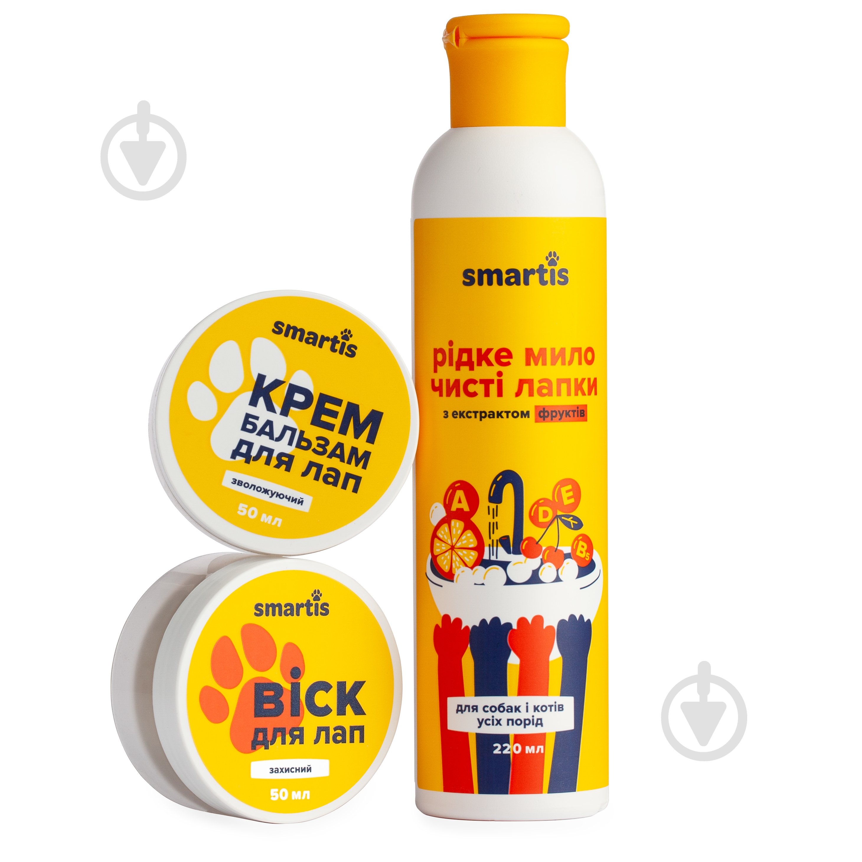 Набір для лап Smartis віск, крем-бальзам, рідке мило для всіх - фото 1