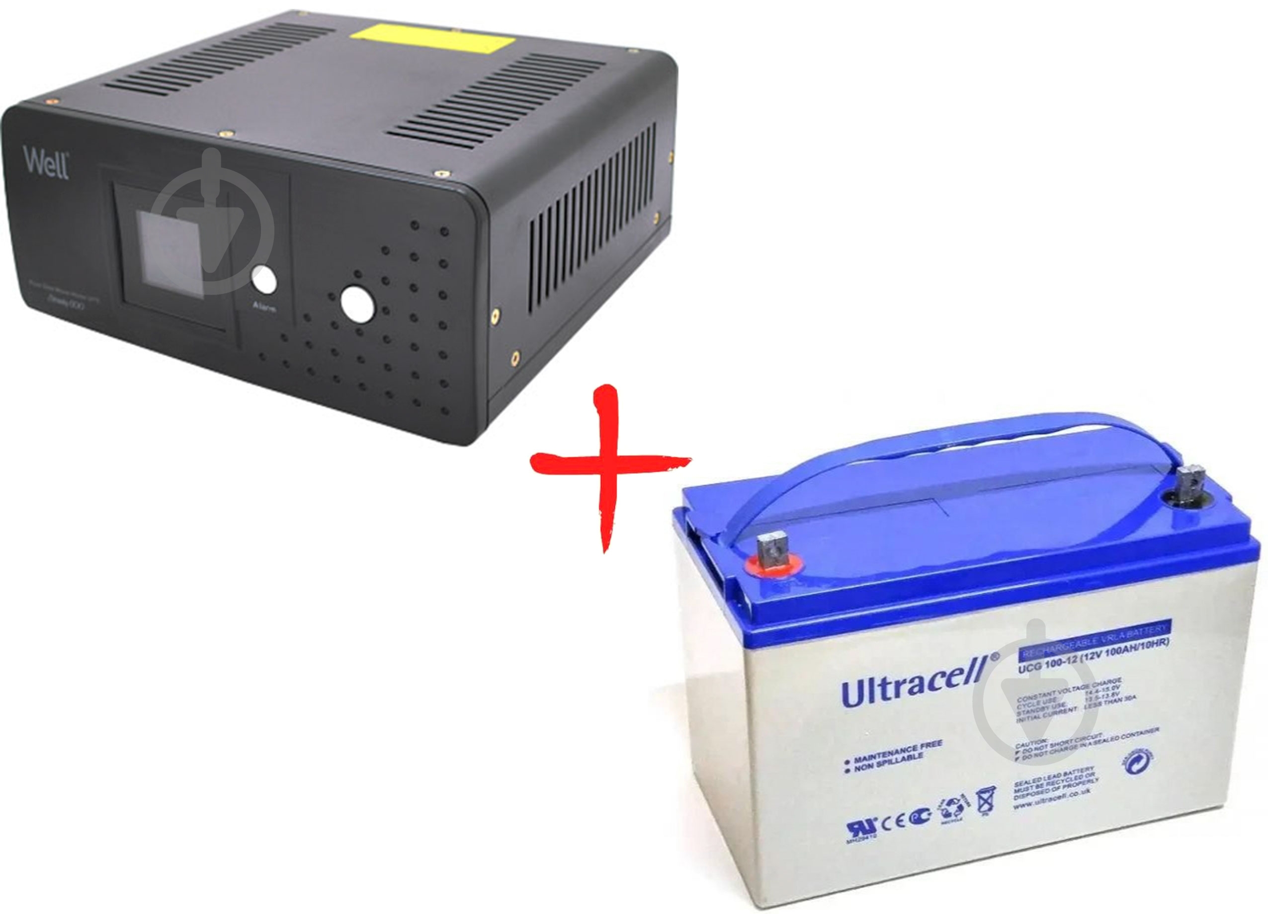 Комплект PSW ДБЖ Well 800VA (480W) 12V та акумулятор 12V 100Ah Ultracell UCG100-12 - фото 1