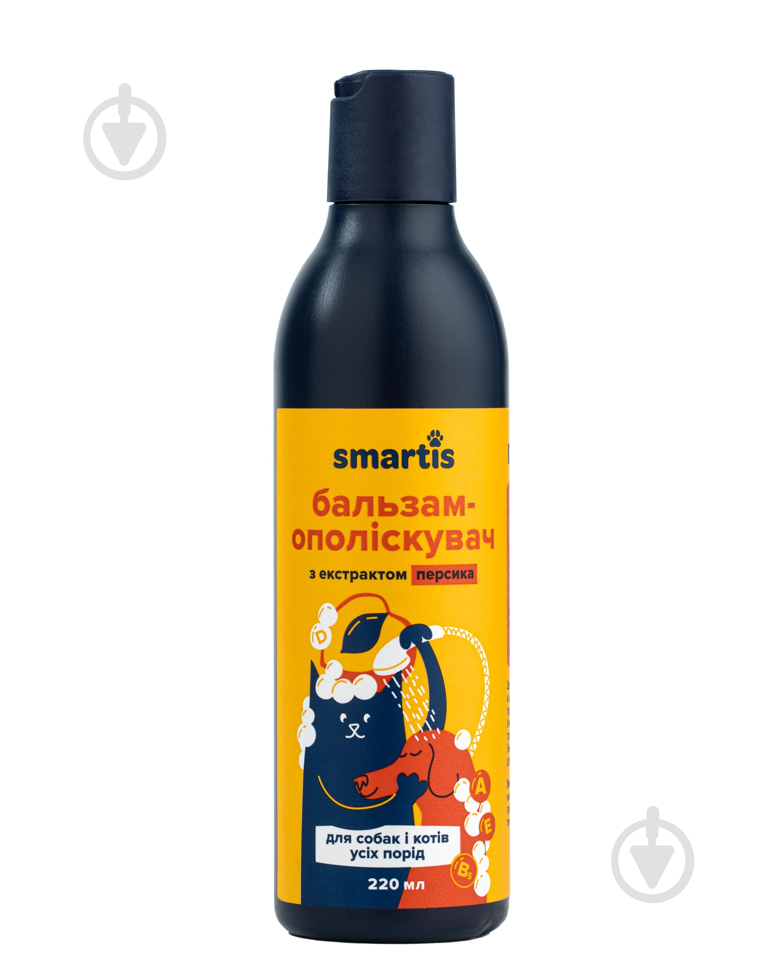 Бальзам-ополіскувач Smartis з екстрактом персика для собак і котів усіх порід 220 мл для собак/для котів - фото 1