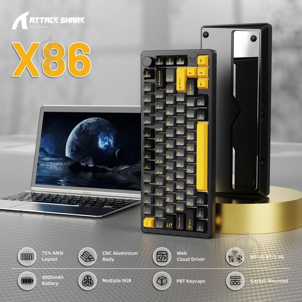 Клавиатура игровая attack shark (X86SB_AS) black - фото 2