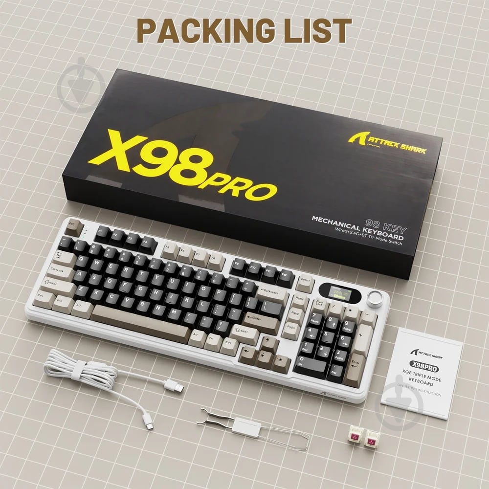 Клавиатура игровая attack shark (X98PROCW_AS) white - фото 2