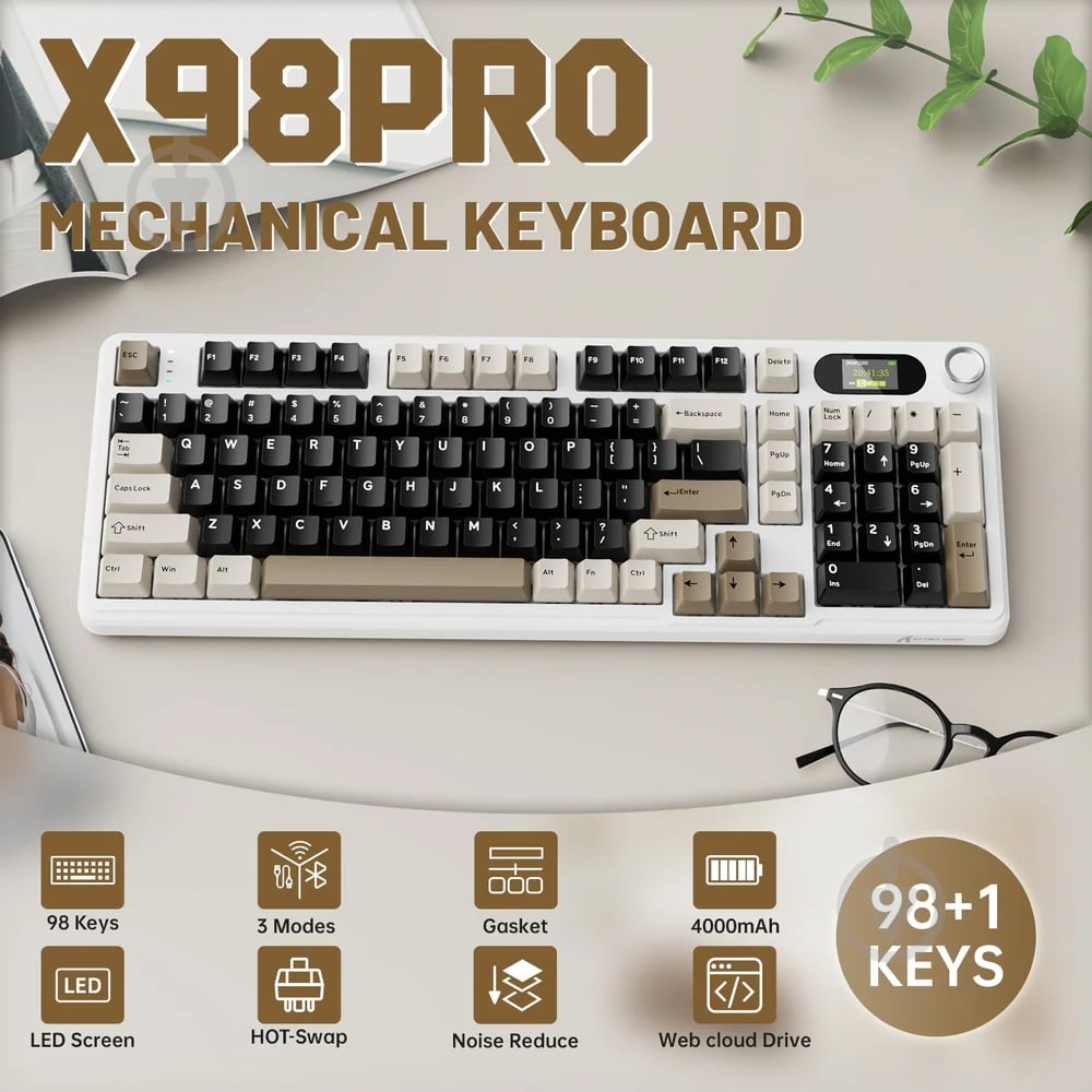 Клавиатура игровая attack shark (X98PROCW_AS) white - фото 3