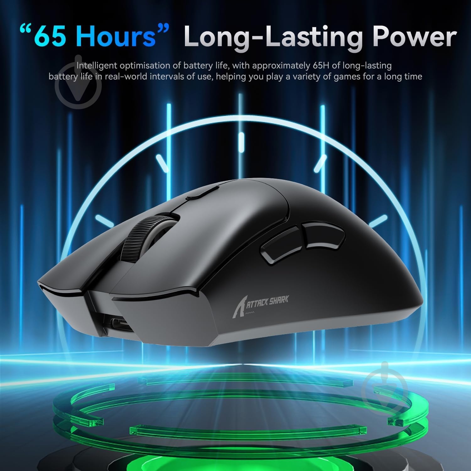 Мышь attack shark R1 Wireless/Bluetooth black (R1B_AS) - фото 5