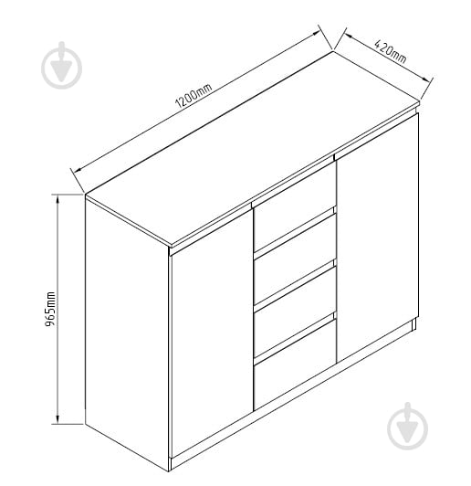 Комод Світ Меблів Амбре тоффи 2Д4Ш 1200x965x420 мм тоффи - фото 2