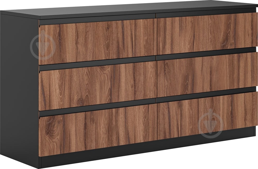 Комод Світ Меблів Фрида 3Ш+3Ш 1400x745x420 мм черный - фото 1