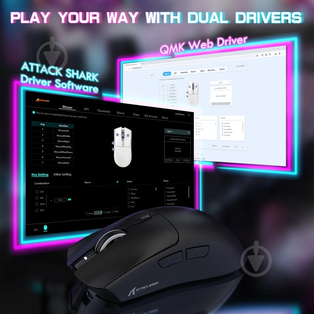 Мышь attack shark X1 Wireless/Bluetooth black (X1B_AS) - фото 9