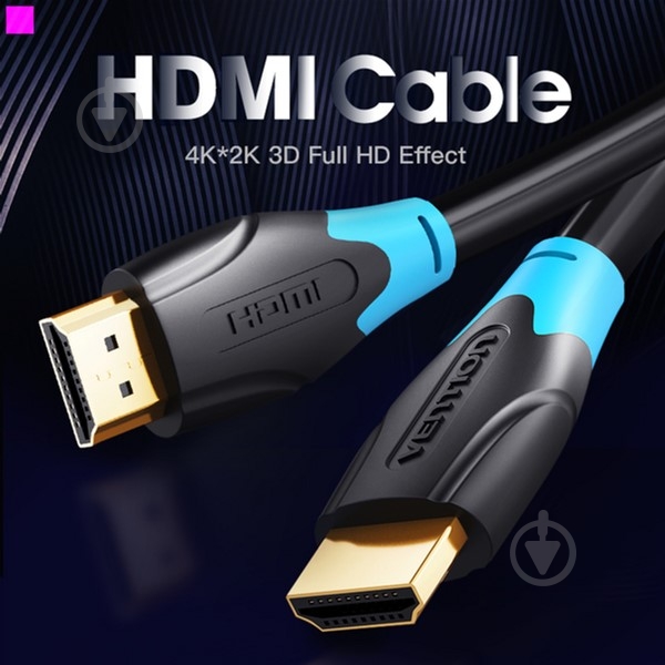 Кабель Vention HDMI-HDMI v1.4 5 м чорний (AACBJ) - фото 2 Кабель Vention HDMI-HDMI v1.4 5 м чорний (AACBJ) - фото 2