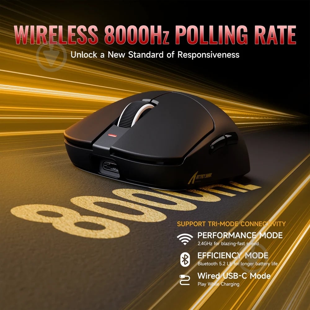 Мышь attack shark X8 ULTRA Wireless/Bluetooth black (X8ULTRAB_AS) - фото 5
