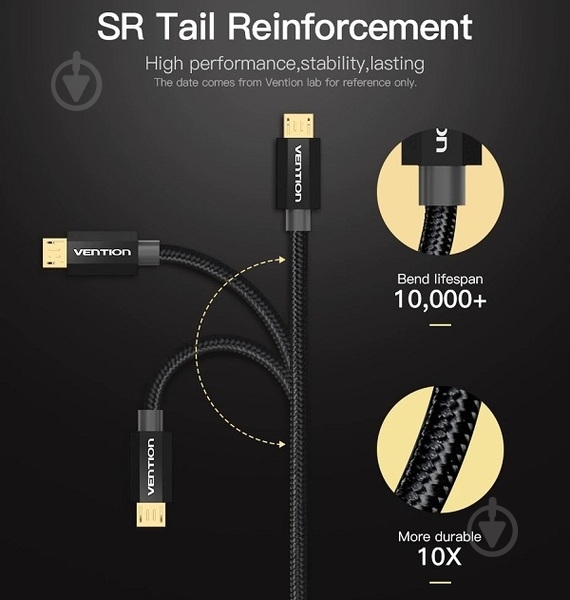 Кабель Vention USB-A 2.0 - microUSB B, 2 м черный (CADBH) - фото 5 Кабель Vention USB-A 2.0 - microUSB B, 2 м черный (CADBH) - фото 5