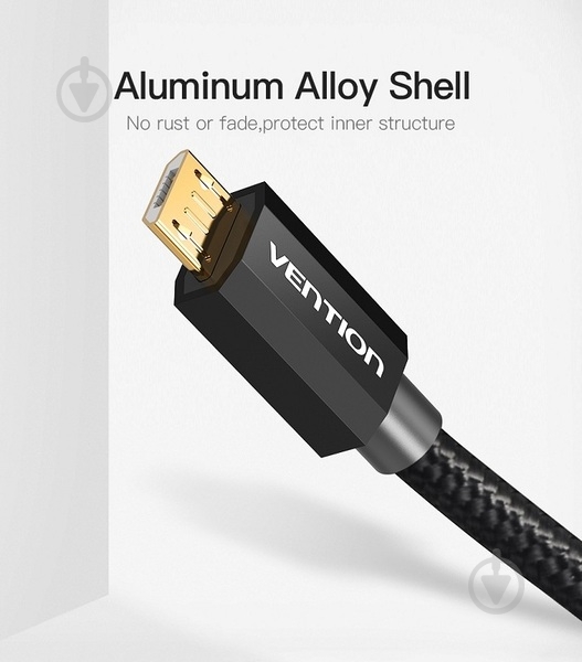 Кабель Vention USB-A 2.0 - microUSB B, 2 м черный (CADBH) - фото 6 Кабель Vention USB-A 2.0 - microUSB B, 2 м черный (CADBH) - фото 6