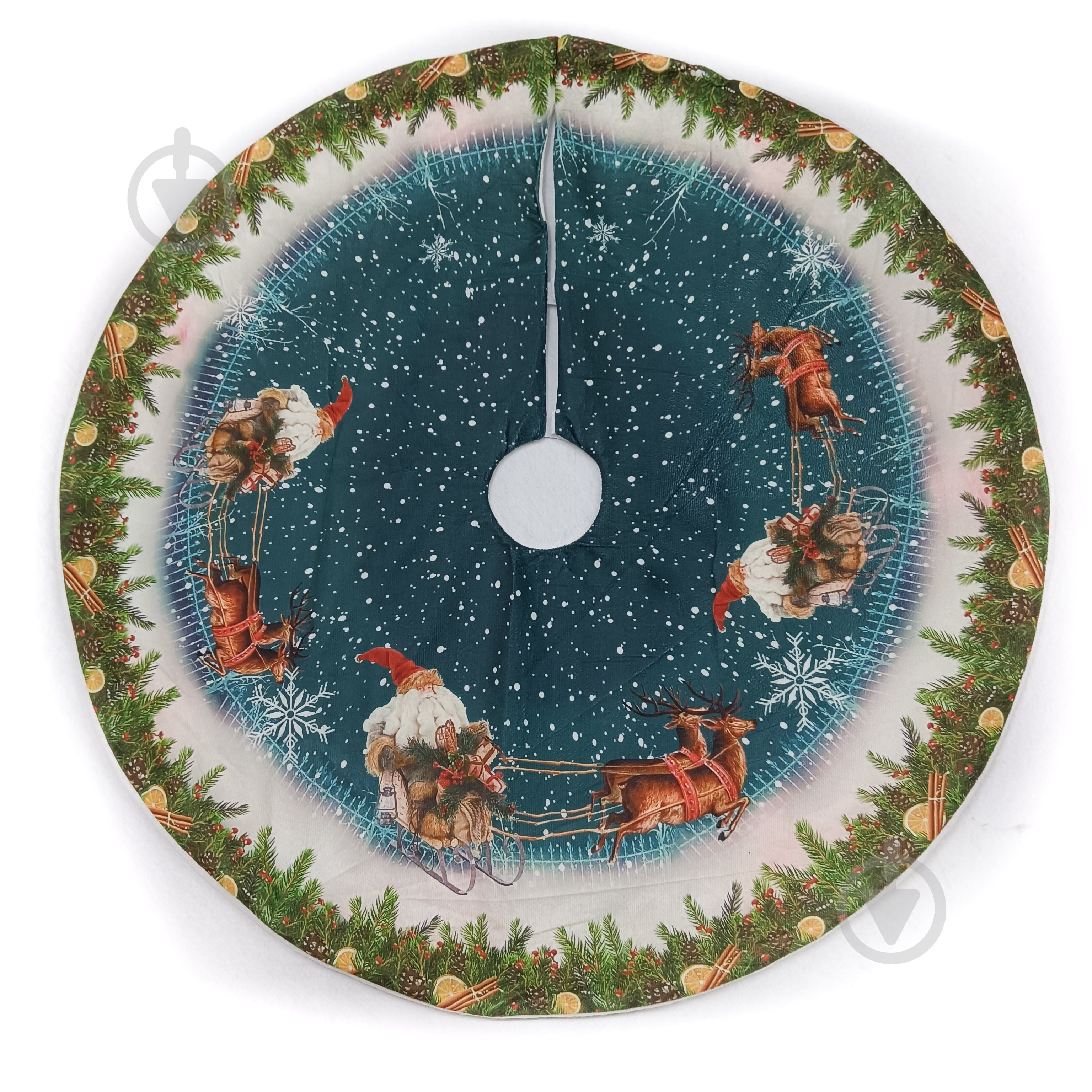 Підкладка під ялинку Санта з оленями W08-18Y010A - фото 1 Підкладка під ялинку Санта з оленями W08-18Y010A - фото 1