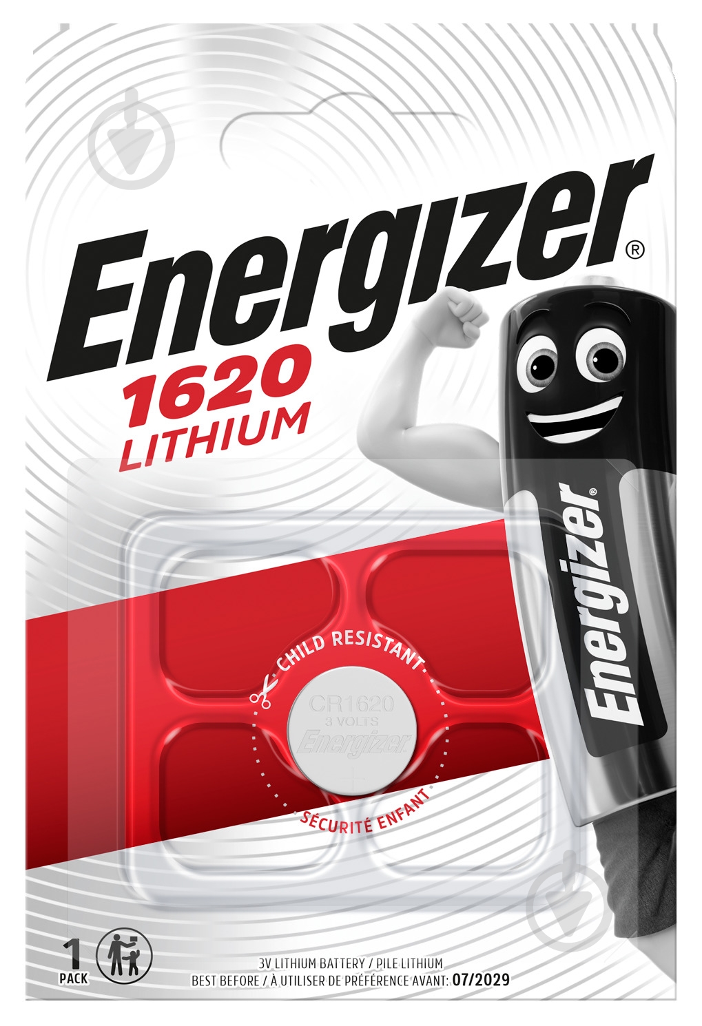 Батарейка Energizer Lithium CR1620 1 шт. (E300844002) - фото 1