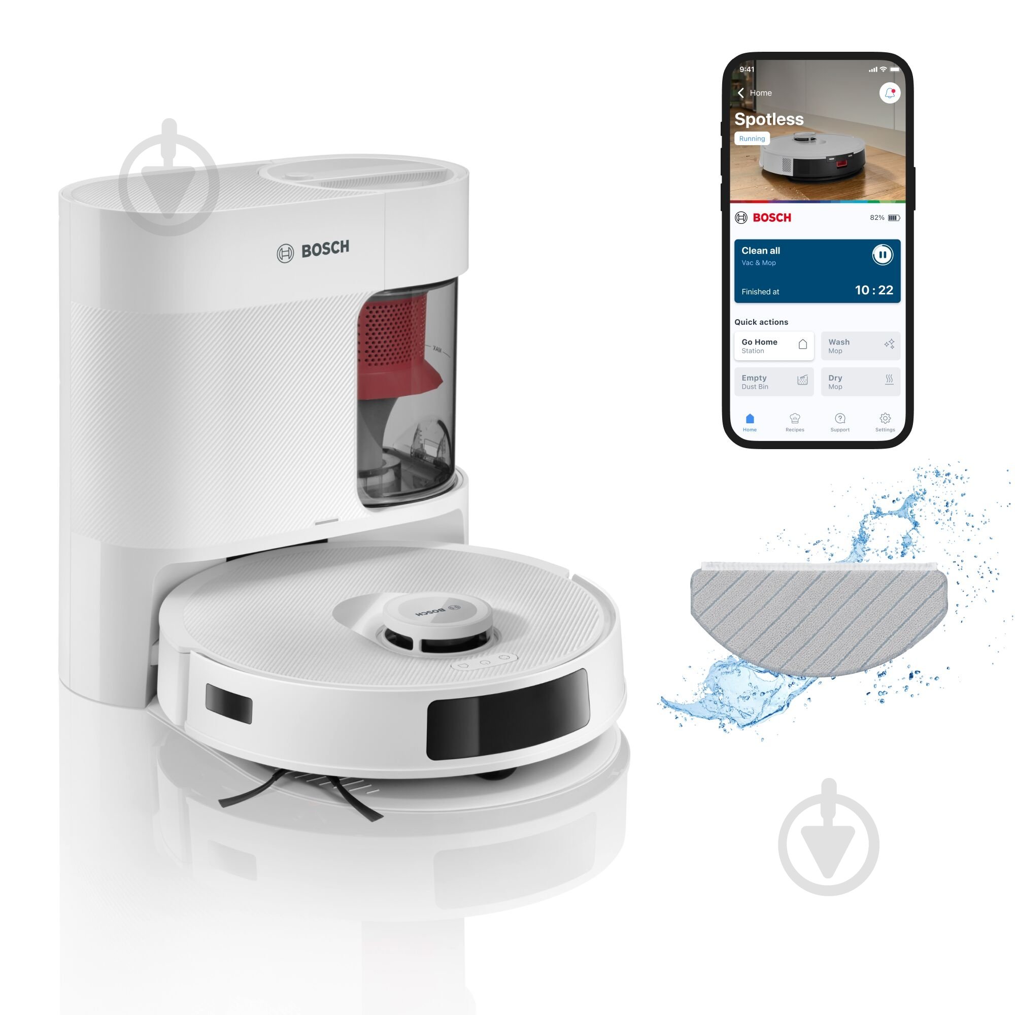 Робот-пилосос мийний Bosch Spotless+ BCRD1W white - фото 1 Робот-пилосос мийний Bosch Spotless+ BCRD1W white - фото 1