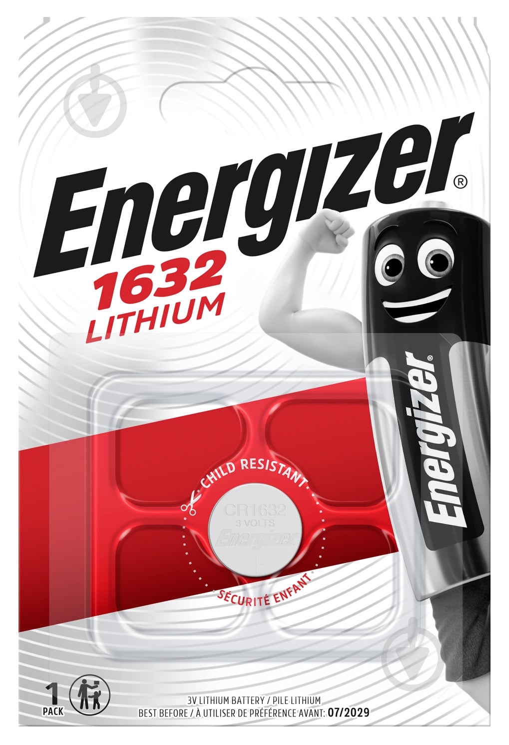 Батарейка Energizer Lithium CR1632 1 шт. (E300844102) - фото 1