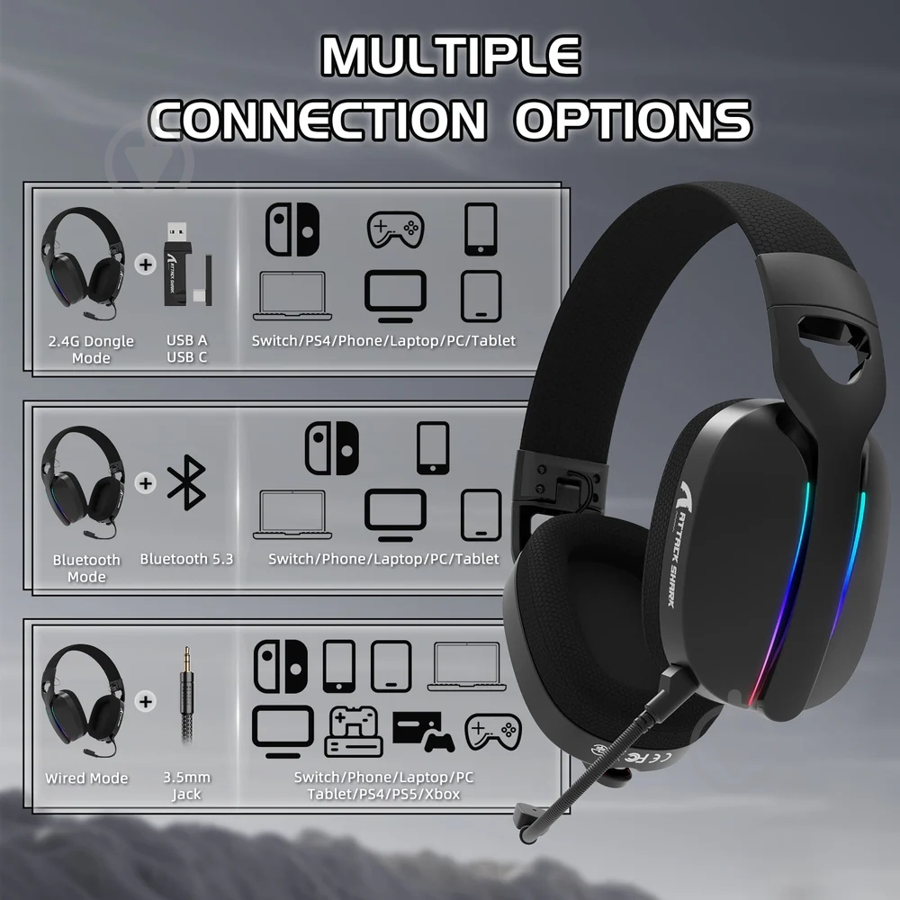 Гарнитура игровая attack shark L90 Wireless black (L90B_AS) - фото 10