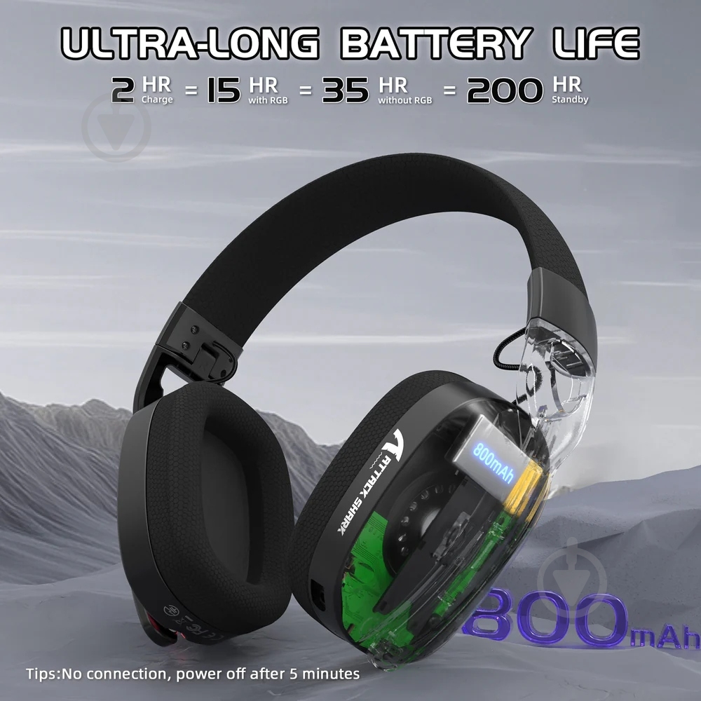 Гарнитура игровая attack shark L90 Wireless black (L90B_AS) - фото 5