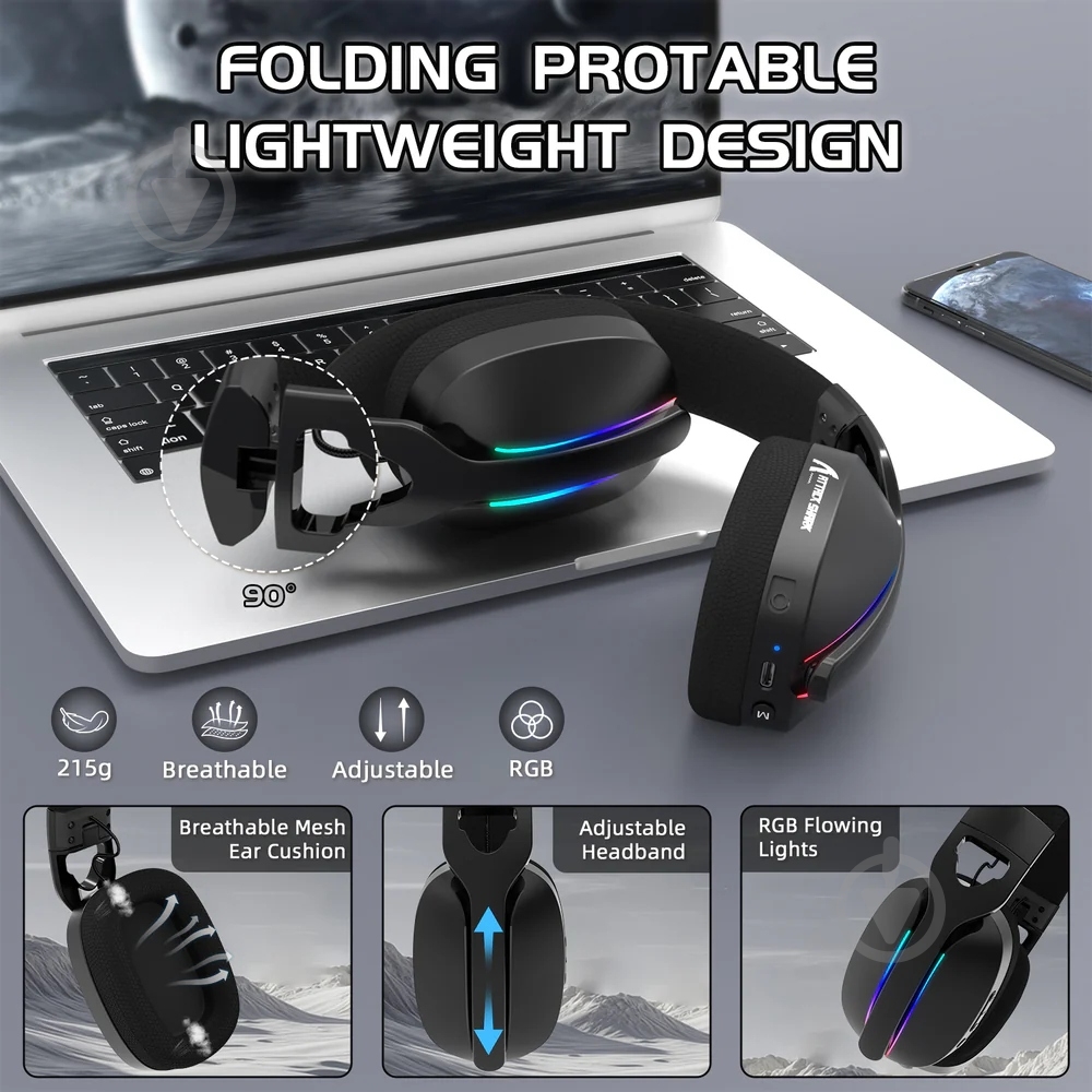 Гарнитура игровая attack shark L90 Wireless black (L90B_AS) - фото 6