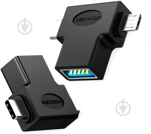 Адаптер Vention USB 3.1 Type-C / USB 3.0 OTG AF / microUSB BM чорний (CDIB0) - фото 1