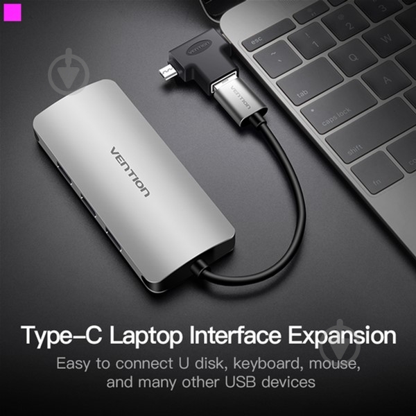 Адаптер Vention USB 3.1 Type-C / USB 3.0 OTG AF / microUSB BM чорний (CDIB0) - фото 6